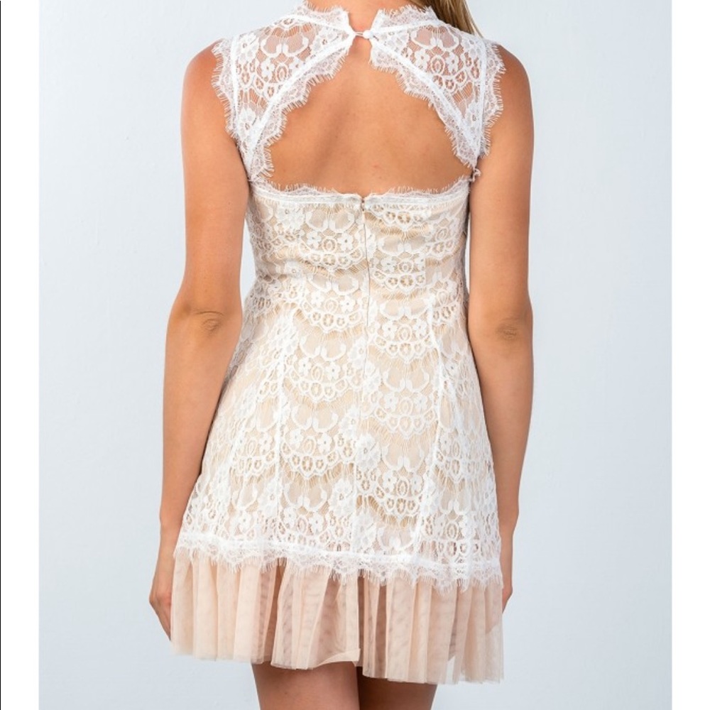 New Arrival💕 Lace Contrast Tulle Hem Mini Dress - Picture 6 of 8